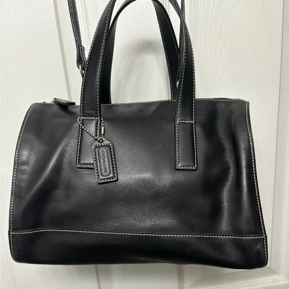 COACH Vintage Hamptons Classic Black Leather Purse Pre-loved - Picture 2 of 16